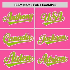 Pink Neon Green Half Stripe Authentic Baseball Jersey 3