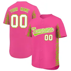 Pink Neon Green Leopard Graffiti Side Design Baseball Jersey 1