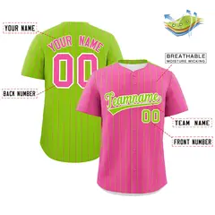Pink Neon Green Pinstripe Two-Tone Authentic Baseball Jersey 2