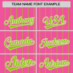 Pink Neon Green Pinstripe Two-Tone Authentic Baseball Jersey 3