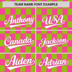Pink Neon Green Plaid Fashion Authentic Baseball Jersey 3