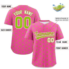 Pink Neon Green Polka Dot Graffiti Authentic Baseball Jersey 2