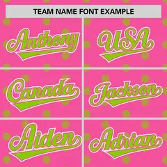 Pink Neon Green Polka Dot Graffiti Authentic Baseball Jersey 3