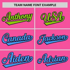 Pink Neon Green-Powder Blue Gradient Side Baseball Jersey 3