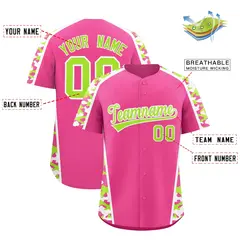 Pink Neon Green Side Camo Baseball Jersey 2