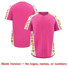 Pink Neon Green Side Camo Baseball Jersey 7