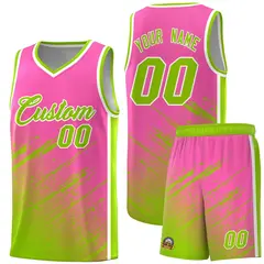 Pink Neon Green Splash Basketball Uniforms for Match 1