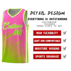 Pink Neon Green Splash Basketball Uniforms for Match 2