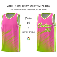 Pink Neon Green Splash Basketball Uniforms for Match 3