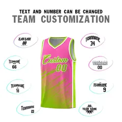 Pink Neon Green Splash Basketball Uniforms for Match 4