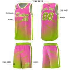 Pink Neon Green Splash Basketball Uniforms for Match 5