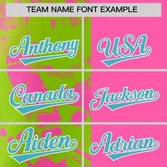 Pink Neon Green Split Graffiti Raglan Sleeve Baseball Jersey 3