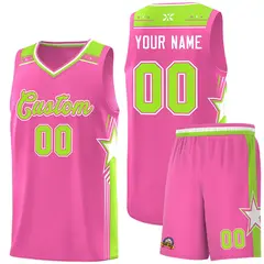 Pink Neon Green Star Graffiti Basketball Jersey 1