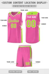 Pink Neon Green Star Graffiti Basketball Jersey 2
