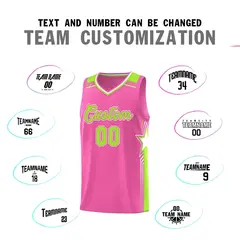 Pink Neon Green Star Graffiti Basketball Jersey 4