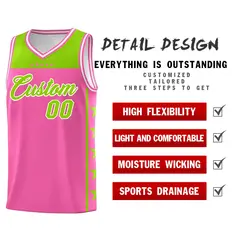 Pink Neon Green Star Pattern Basketball Jersey 2