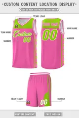 Pink Neon Green Star Pattern Basketball Jersey 5
