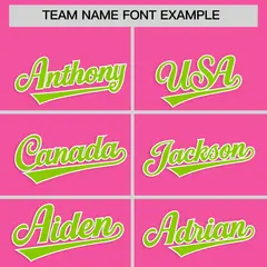 Pink Neon Green Star Ribbing Authentic Baseball Jersey 3