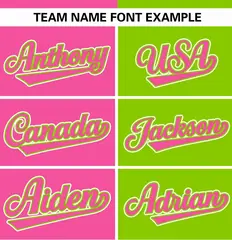 Pink Neon Green Stripe-Solid Combo Authentic Baseball Jersey 3