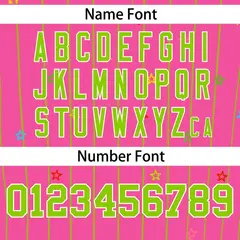 Pink Neon Green Stripe Star Pattern Baseball Jersey 4