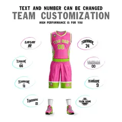 Pink Neon Green-White Graffiti Lightning Basketball Jersey 4