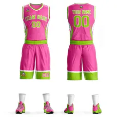 Pink Neon Green-White Graffiti Lightning Basketball Jersey