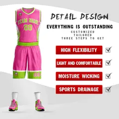 Pink Neon Green-White Graffiti Lightning Basketball Jersey 2