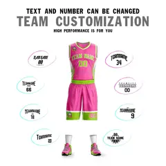 Pink Neon Green-White Graffiti Lightning Basketball Jersey 4