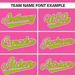 Pink Neon Green-White Stripe Raglan Baseball Jersey 3