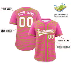 Pink Neon Green Zebra Graffiti Authentic Baseball Jersey 2