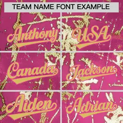 Pink Old Gold Black & Shiny Gold Cracked Foil Baseball Jersey 4