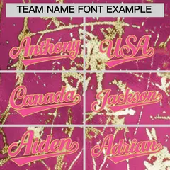 Pink Old Gold Shiny Gold Cracked Texture Baseball Jersey 4