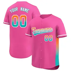 Pink Orange-Aqua Gradient Side Baseball Jersey 1