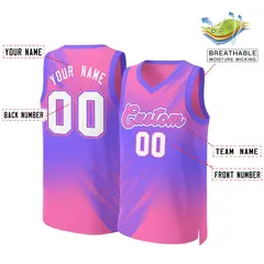 Pink Pink-Purple Gradient Slash Basketball Jersey 2