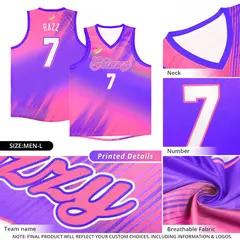 Pink Pink-Purple Gradient Slash Basketball Jersey 2