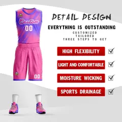 Pink Pink-Purple Gradient Slash Basketball Jersey 3