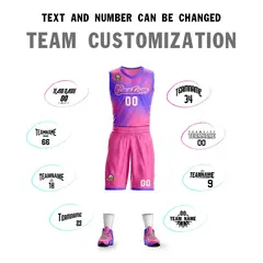Pink Pink-Purple Gradient Slash Basketball Jersey 5