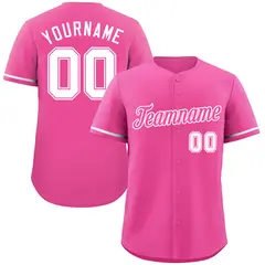 Pink Pink-White Authentic Classic Baseball Jersey 1