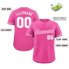 Pink Pink-White Authentic Classic Baseball Jersey 2