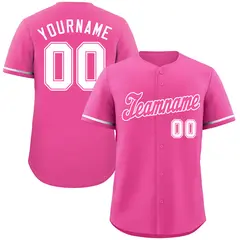 Pink Pink-White Authentic Classic Baseball Jersey 1