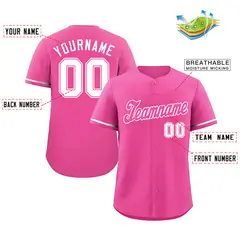 Pink Pink-White Authentic Classic Baseball Jersey 2