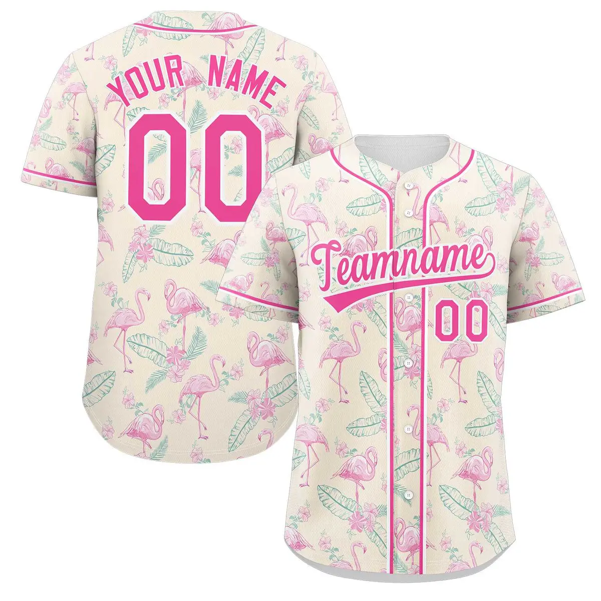 Pink Pink-White Graffiti Flamingo Authentic Baseball Jersey