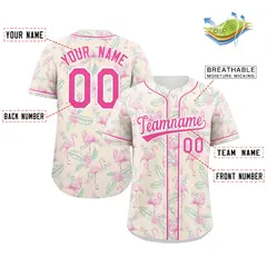 Pink Pink-White Graffiti Flamingo Authentic Baseball Jersey 2