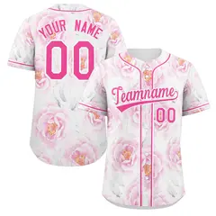 Pink Pink-White Graffiti Flower Baseball Jersey