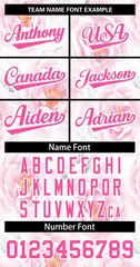 Pink Pink-White Graffiti Flower Baseball Jersey 3