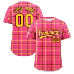 Pink Plaid Authentic Baseball Jersey