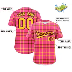 Pink Plaid Authentic Baseball Jersey 2