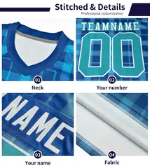 Pink Plaid Pattern Authentic Football Jersey 5