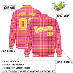 Pink Plaid Varsity Letterman Baseball Jacket 2