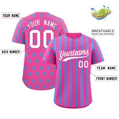 Pink Powder Blue American Flag Graffiti Baseball Jersey 2